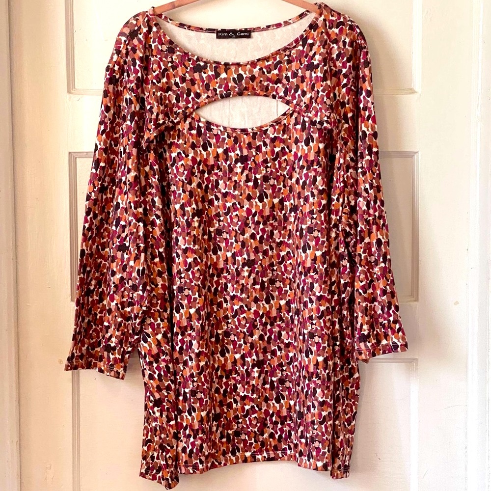 Kim & Cami Multi Colored Speckled CutOut Top Size 3X